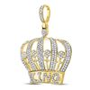 Image 2 : 1 CTW Mens Round Diamond King Crown Charm Pendant 10kt Yellow Gold - REF-54F3M