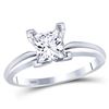 Image 1 : 1 CTW Princess Diamond Solitaire Bridal Wedding Engagement Ring 14kt White Gold - REF-239T9K