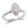 Image 1 : 1/6 CTW Round Diamond Rose-tone Frame Oval Cluster Ring 10kt White Gold - REF-13X2T