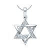 Image 1 : 1/10 CTW Round Diamond Star Magen David Jewish Pendant 10kt White Gold - REF-11W9F