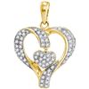 Image 1 : 1/6 CTW Round Diamond Heart Pendant 10kt Yellow Gold - REF-14F4M