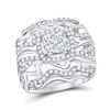 Image 1 : 1 & 1/2 CTW Round Diamond Right Hand Cluster Ring 14kt White Gold - REF-126M3A