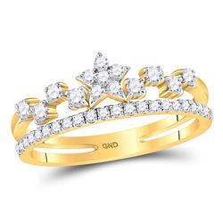 3/8 CTW Round Diamond Star Ring 14kt Yellow Gold - REF-35M9A