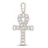 Image 1 : 7/8 CTW Mens Round Diamond Ankh Cross Charm Pendant 10kt Yellow Gold - REF-47K9R