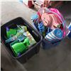 Image 1 : 2 TOTES OF POOL TOYS, BUBBLE BLOWERS, ETC