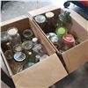 Image 1 : TWO BOXES OF GLASS JARS AND DECANTERS