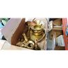 Image 2 : BOX OF BRASS COLLECTIBLES AND POTTERY ITEMS