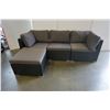 Image 2 : BRAND NEW 4 PIECE OUTDOOR RATTAN MODULAR SECTIONAL SOFA W/ DARK GREY CUSHIONS - REATIL $1180