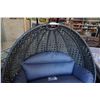 Image 2 : BRAND NEW MODERN RATTAN OUTDOOR DOUBLE HANGING CHAIR W/ CHARCOAL CUSHIONS - RETAIL $2199 AND RATED F