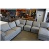 Image 8 : BRAND NEW LIGHT GREY FABRIC 5 PIECE MODULAR AND REVERSIBLE SECTIONAL SOFA - RETAIL $3699