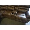 Image 8 : BRAND NEW BROWN AIR LEATHER STUDDED 3PC RECLINING SECTIONAL SOFA W/ CONSOLE - RETAIL $2599