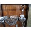 Image 2 : CRYSTAL DECANTER, BOWL, AND BASKETS