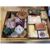 Image 1 : WESTCLOX DRESSER CLOCK, COLLECTABLES, WOOD BOXES, AND TINS