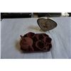 Image 1 : MINI CLAY TEAPOT, 4 CUPS,  TRAY,  AND FOSSIL CLOCK