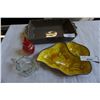 Image 1 : ART GLASS BOTTLE, CRANBERRY GLASS DECOR, BAKING DISH, TREASURE CRAFT DISH, AND CROWN DUCAL DISH
