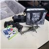 Image 1 : Two Xbox 360 controllers, with game, VR headset and helicopter toy