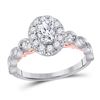 Image 1 : 3/4 CTW Oval Diamond Solitaire Bridal Wedding Engagement Ring 14kt Two-tone Gold - REF-90H3W