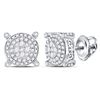 Image 1 : 1/2 CTW Round Diamond Circle Frame Cluster Earrings 14kt White Gold - REF-47K9R