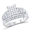 Image 1 : 1 CTW Princess Diamond Cluster Bridal Wedding Engagement Ring 14kt White Gold - REF-73K5R