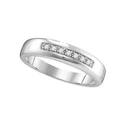 1/10 CTW Round Diamond Single Row Wedding Ring 10kt White Gold - REF-21H5W