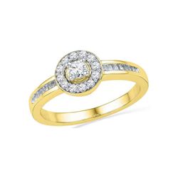 1/3 CTW Round Diamond Solitaire Bridal Wedding Engagement Ring 10kt Yellow Gold - REF-26R3H