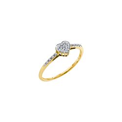1/20 CTW Round Diamond Slender Heart Ring 14kt Yellow Gold - REF-8X4T