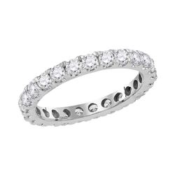 1 & 1/2 CTW Round Diamond Eternity Wedding Anniversary Ring 14kt White Gold - REF-99F6M