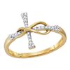Image 1 : 1/10 CTW Round Diamond Cross Infinity Ring 10kt Yellow Gold - REF-9W6F