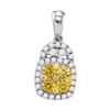 Image 1 : 3/4 CTW Round Yellow Diamond Cluster Pendant 14kt White Gold - REF-60F3M