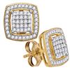 Image 1 : 1/3 CTW Round Diamond Square Frame Cluster Earrings 10kt Yellow Gold - REF-21H5W
