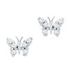 Image 1 : 1/5 CTW Round Diamond Butterfly Bug Earrings 10kt White Gold - REF-14N4Y