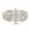 Image 2 : 1/8 CTW Round Diamond Oval Cluster Love Heart Ring 10kt Two-tone Yellow Gold - REF-16K8R