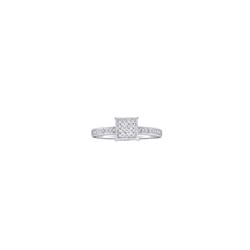 1/10 CTW Round Diamond Square Cluster Ring 10kt White Gold - REF-10W8F