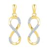 Image 1 : 1/10 CTW Round Diamond Infinity Dangle Screwback Earrings 10kt Yellow Gold - REF-14N4Y