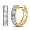 Image 1 : 1/3 CTW Round Diamond Triple Row Pave Hoop Earrings 10kt Yellow Gold - REF-26Y3X