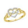 Image 1 : 1/10 CTW Round Diamond Triple Heart Solitaire Ring 10kt Yellow Gold - REF-13Y2X