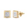 Image 1 : 1/20 CTW Round Diamond Square Earrings 10kt Yellow Gold - REF-4X8T