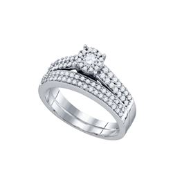 5/8 CTW Round Diamond Bridal Wedding Engagement Ring 14kt White Gold - REF-63Y3X