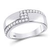 Image 3 : 1 & 1/2 CTW His & Hers Round Diamond Cluster Matching Bridal Wedding Ring 14kt White Gold - REF-120F
