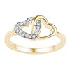 Image 1 : 1/12 CTW Round Diamond Double Locked Heart Ring 10kt Yellow Gold - REF-13A2N