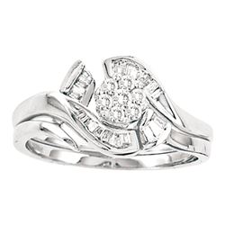 1/3 CTW Round Diamond Cluster Bridal Wedding Engagement Ring 14kt White Gold - REF-39N6Y