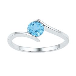 7/8 CTW Round Lab-Created Blue Topaz Solitaire Ring 10kt White Gold - REF-10T8K