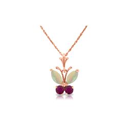 Genuine 0.70 ctw Opal & Ruby Necklace 14KT Rose Gold - REF-25Z3N