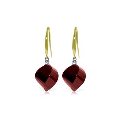 Genuine 30.6 ctw Ruby & Diamond Earrings 14KT Yellow Gold - REF-51H9X