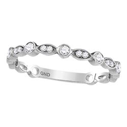 1/6 CTW Round Diamond Vintage Inspired Stackable Ring 14kt White Gold - REF-15T5K