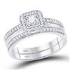 Image 2 : 1/2 CTW His & Hers Round Diamond Solitaire Matching Bridal Wedding Ring 10kt White Gold - REF-45Y6X