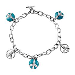 3.21 CTW Turquoise & Diamond Bracelet 14K White Gold - REF-62X6R