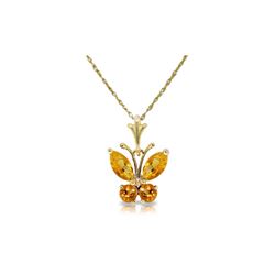 Genuine 0.60 ctw Citrine Necklace 14KT Yellow Gold - REF-23A5K