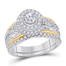 1 & 1/5 CTW Round Diamond Bridal Wedding Engagement Ring 14kt Two-tone Gold - REF-126X3T