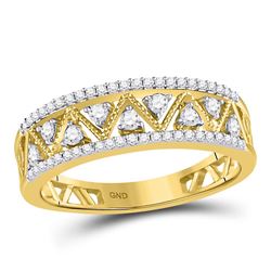 1/3 CTW Round Diamond Zigzag Ring 10kt Yellow Gold - REF-27X5T